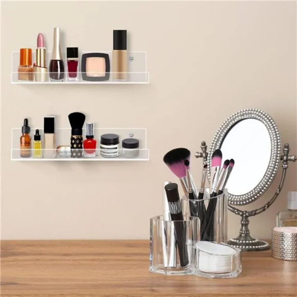Acrylic Vinyl Record Wall Shelf Set Clear Floating Display for Albums 6 Pack